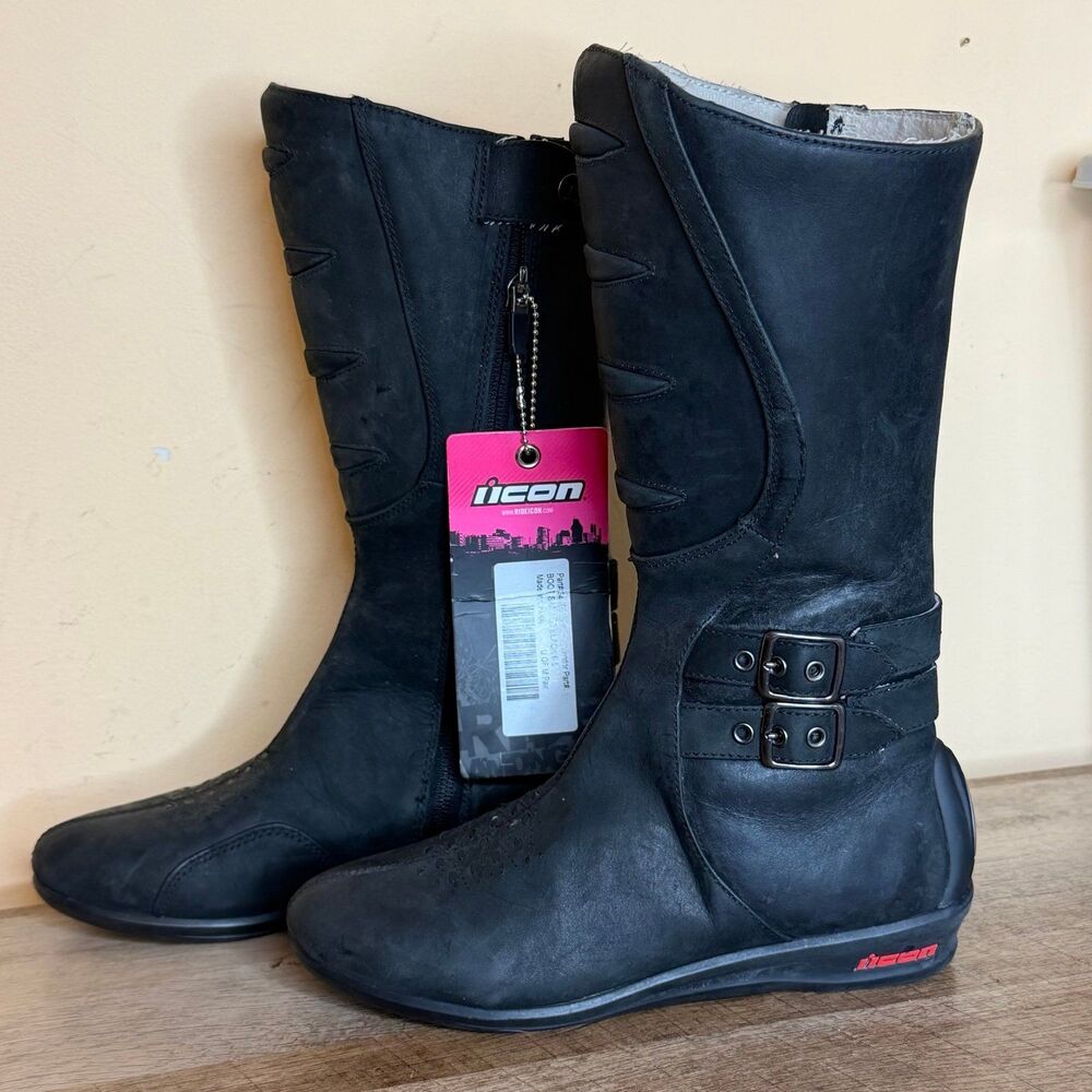 NWT icon Sacred Womens black Motorcycle Riding Boots size 6.5